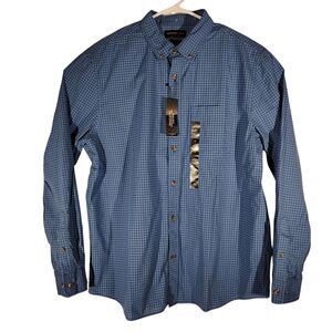 Banana Republic shirt mens XL XLarge blue check plaid slim fit untucked button